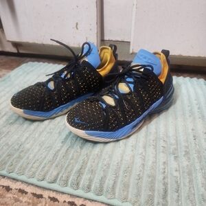 Big Kids Black and Blue Nike Lebron Shoes